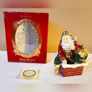 VTG Waterford Holiday Heirlooms Down the Chimney Votive Holder Christmas Santa.
